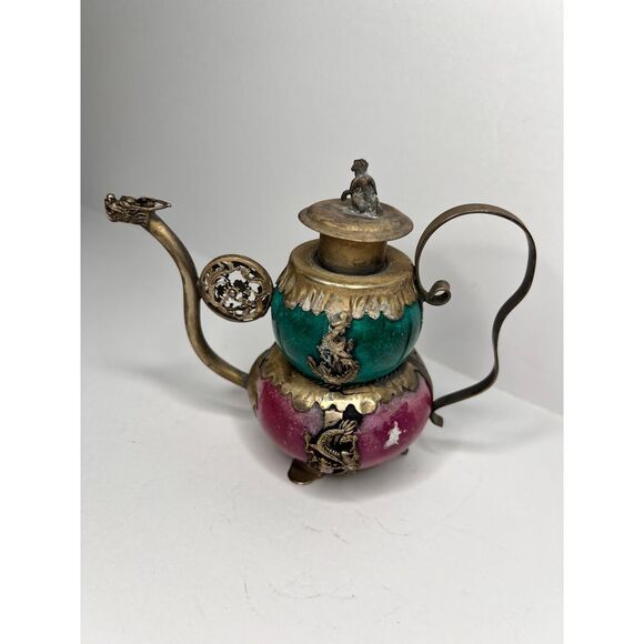 Vintage Double Gourd Decorative Teapot  Dragon Ornate Asian Style - Picture 1 of 6